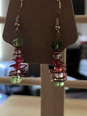 Handcrafted Christmas Tree Earrings